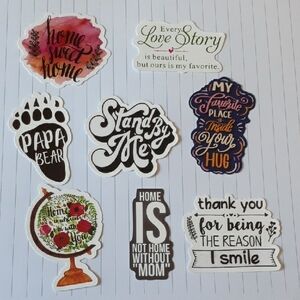 Sticker Set with Floral and Text Designs